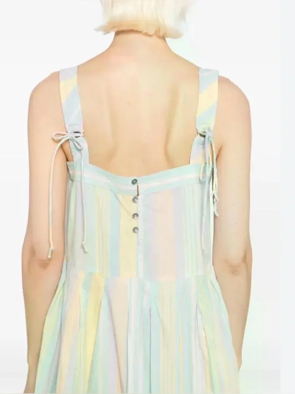 Free people Primavera Stripe cotton midi dress multicolor pockets sz L Boho